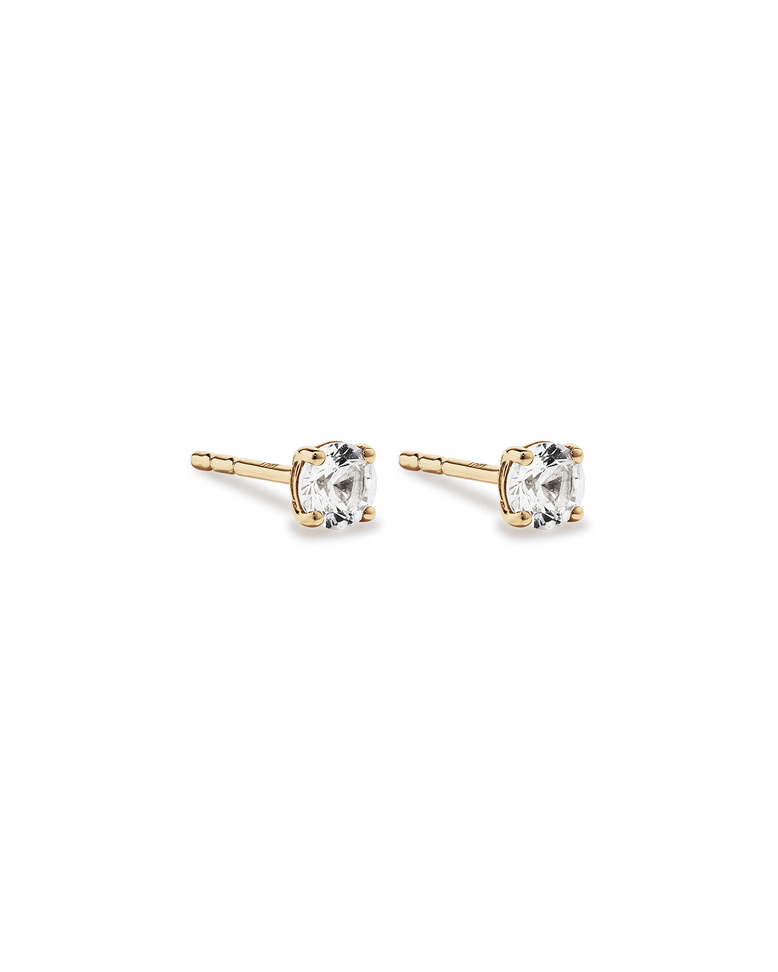 Stud Earrings with White Created Sapphire in 10kt Yellow Gold