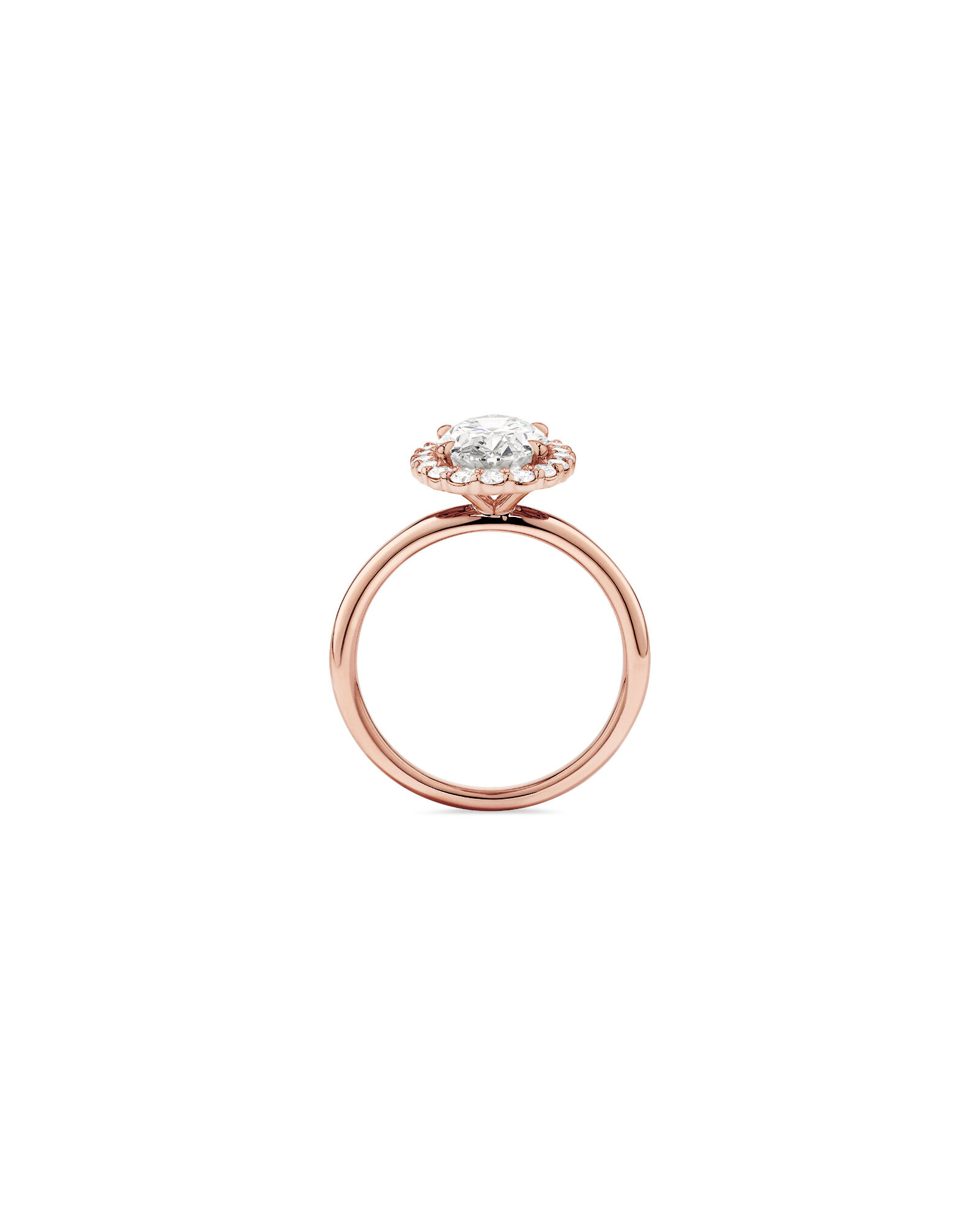 2.34 Carat TW Oval Cut Laboratory-Grown Diamond Halo Engagement Ring in 14kt Rose Gold