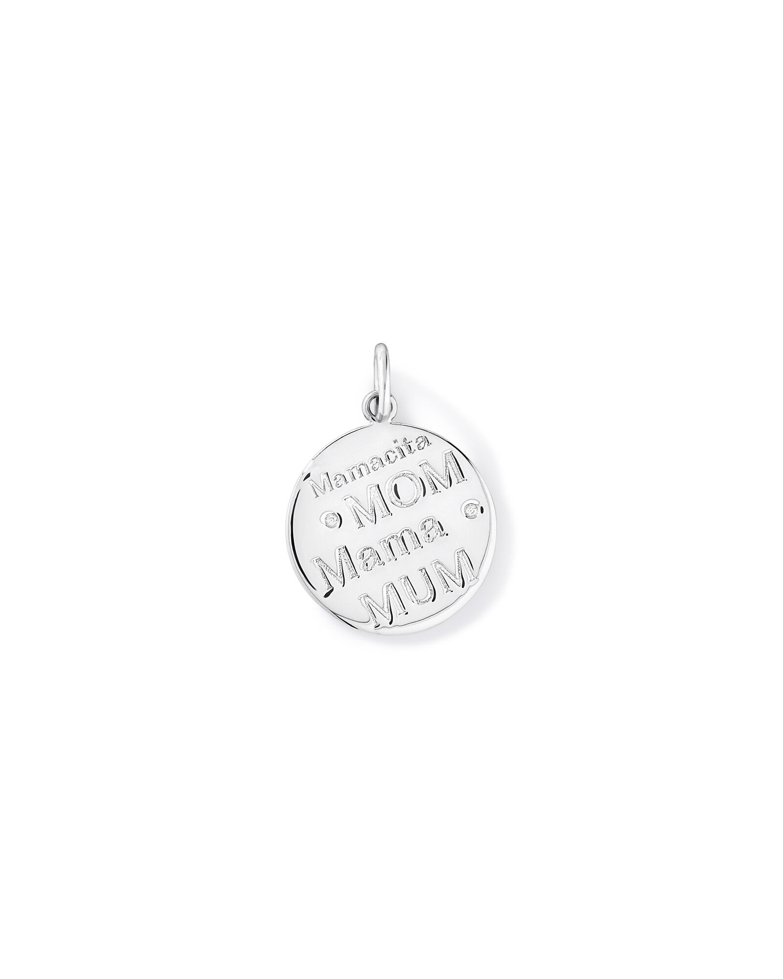 Mum Circle Cubic Zirconia Pendant in Sterling Silver