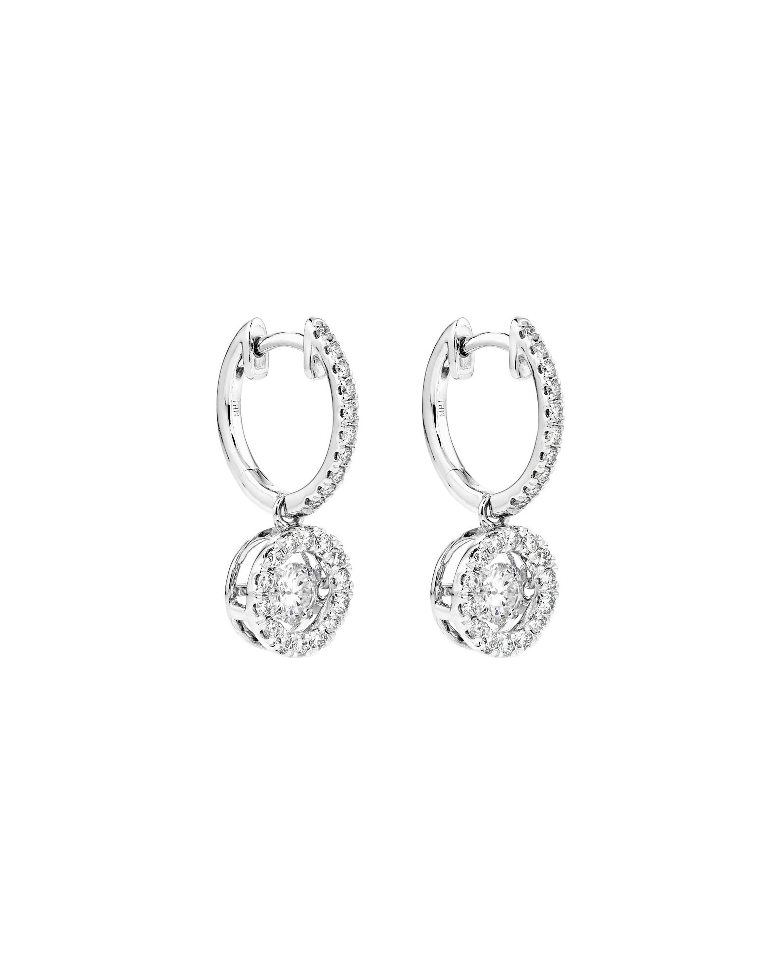 Lume Lab Round Huggie Earrings with 1.00 Carat TW of Laboratory-Grown Diamonds in 10kt White Gold