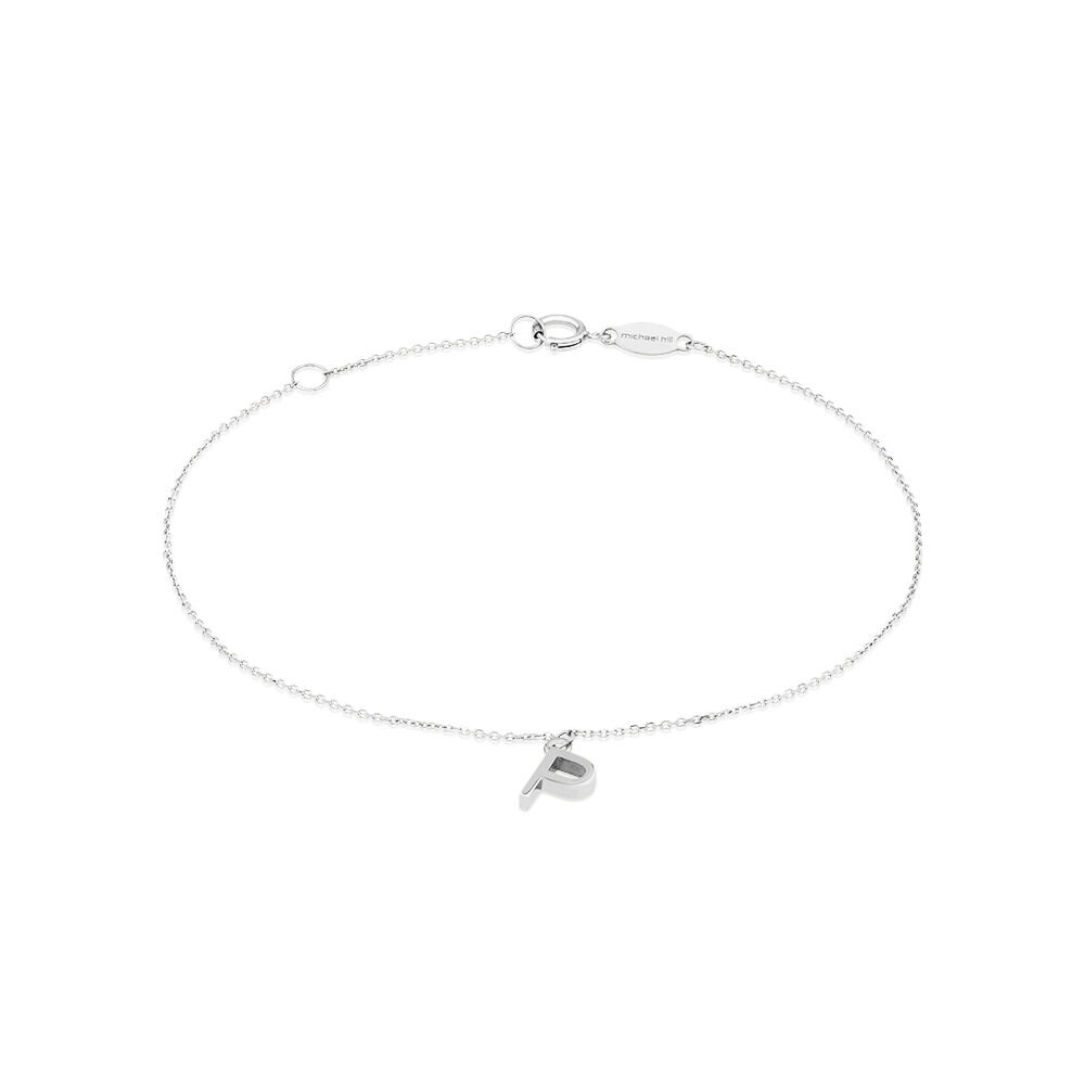 19cm (7.5") P Initial Bracelet in Sterling Silver