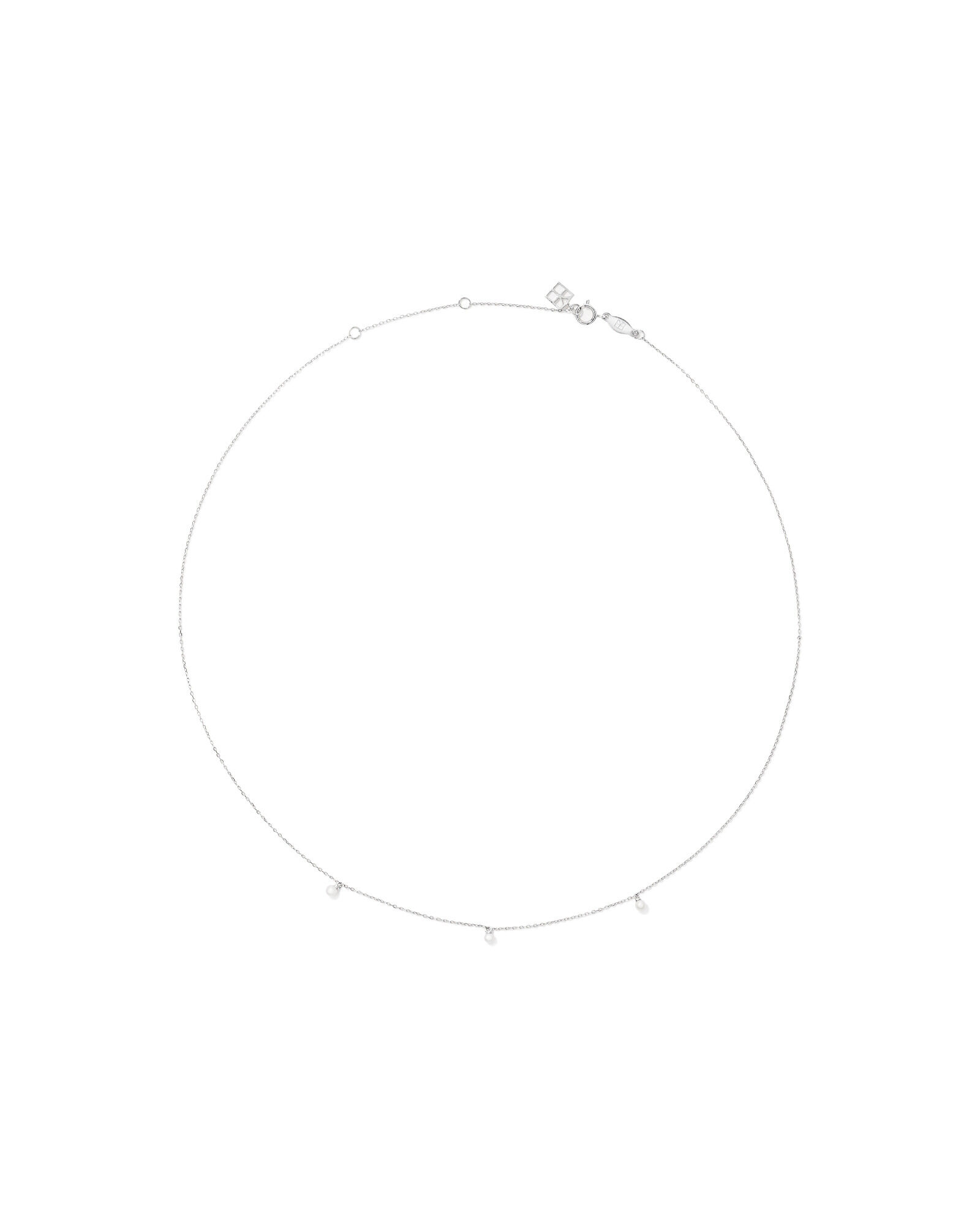 Cultured Freshwater Pearl Station Necklace in 10kt White Gold