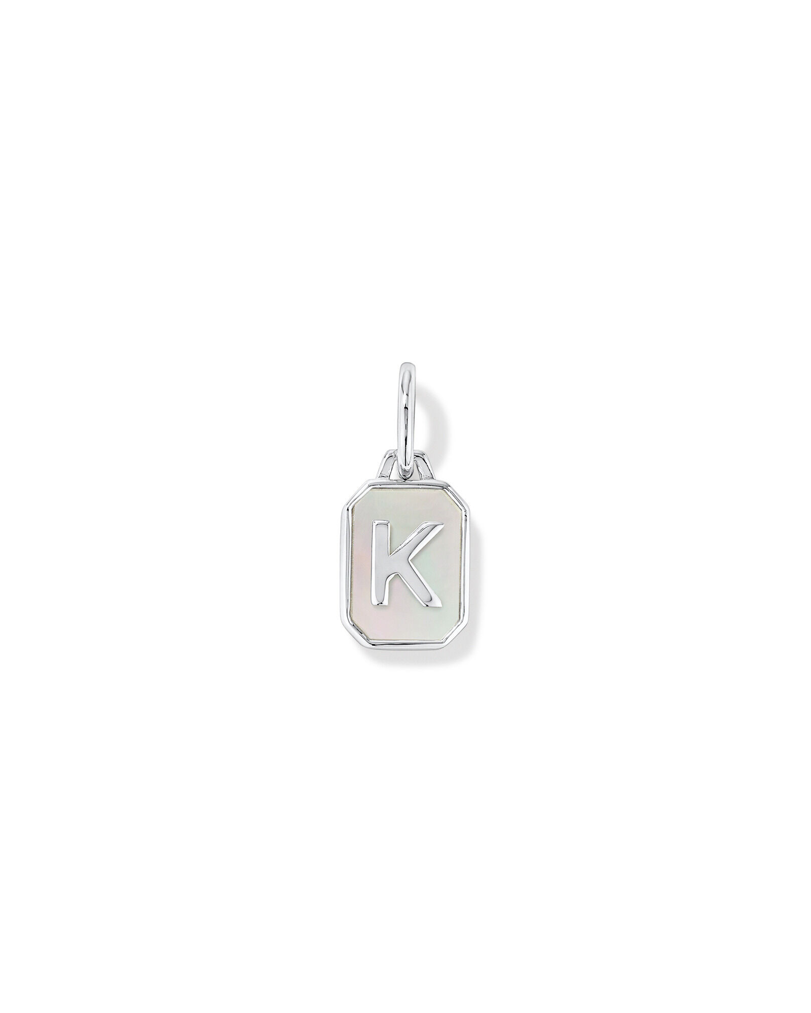 Letter K Mother of Pearl Initial Pendant in Sterling Silver