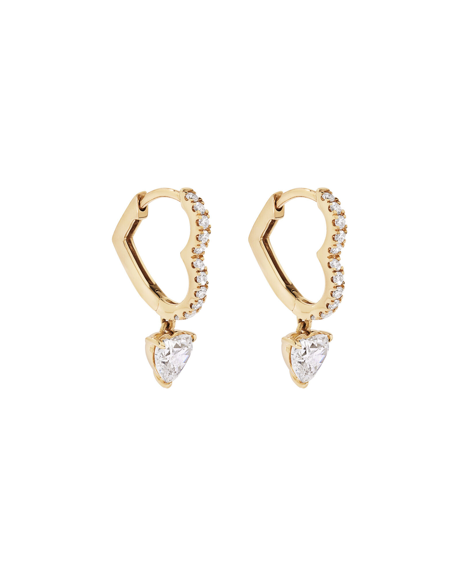 1.19 Carat Laboratory-Grown Diamond Heart Drop Earrings  in 10kt Yellow Gold