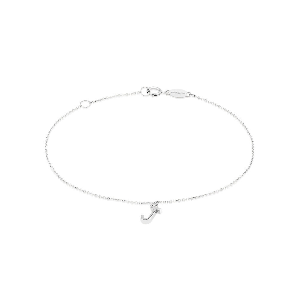19cm (7.5") J Initial Bracelet in Sterling Silver