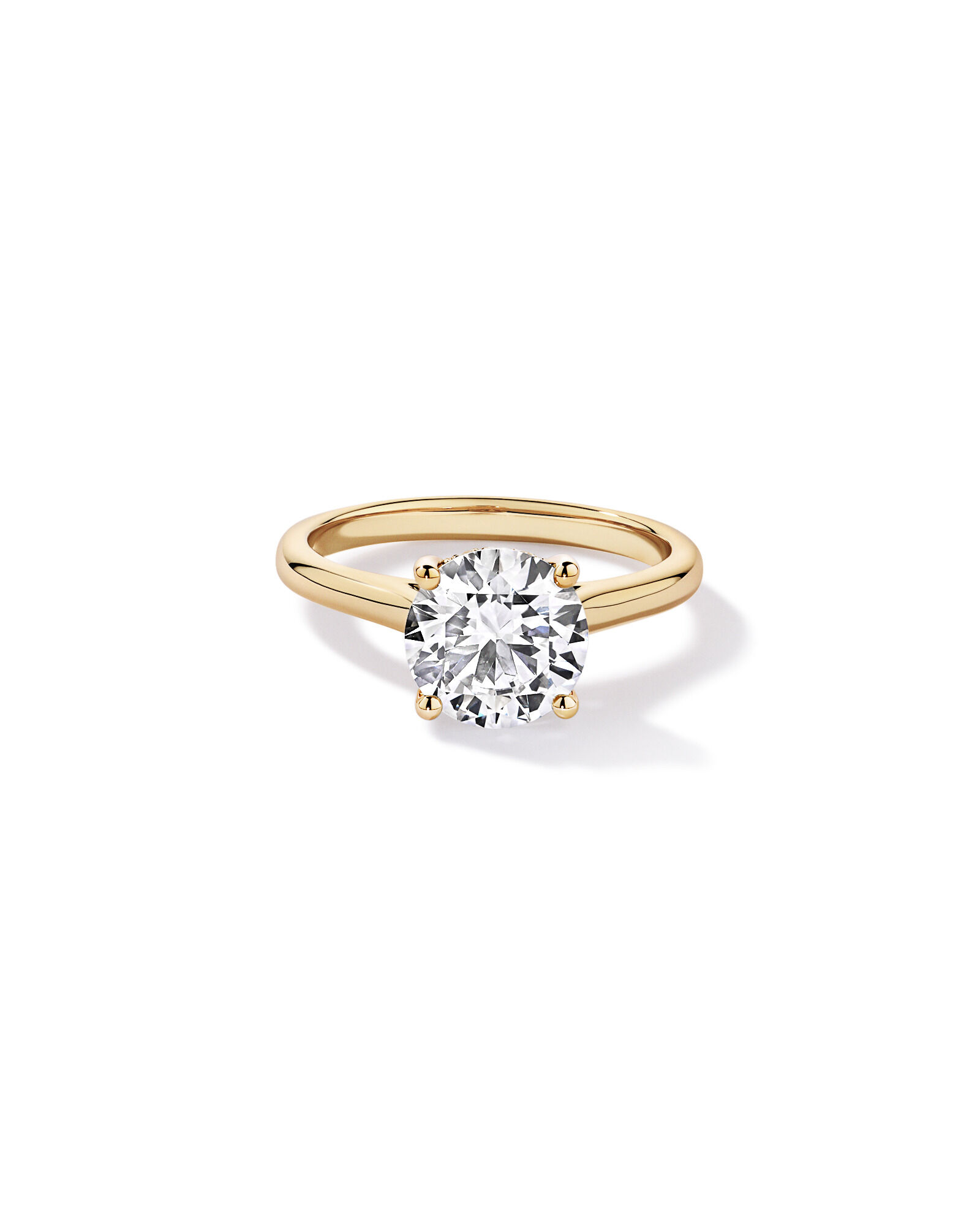 Bague solitaire en or jaune 14 carats sertie d'un diamant rond brillant de 2,32 carats, cultiv&eacute; en laboratoire