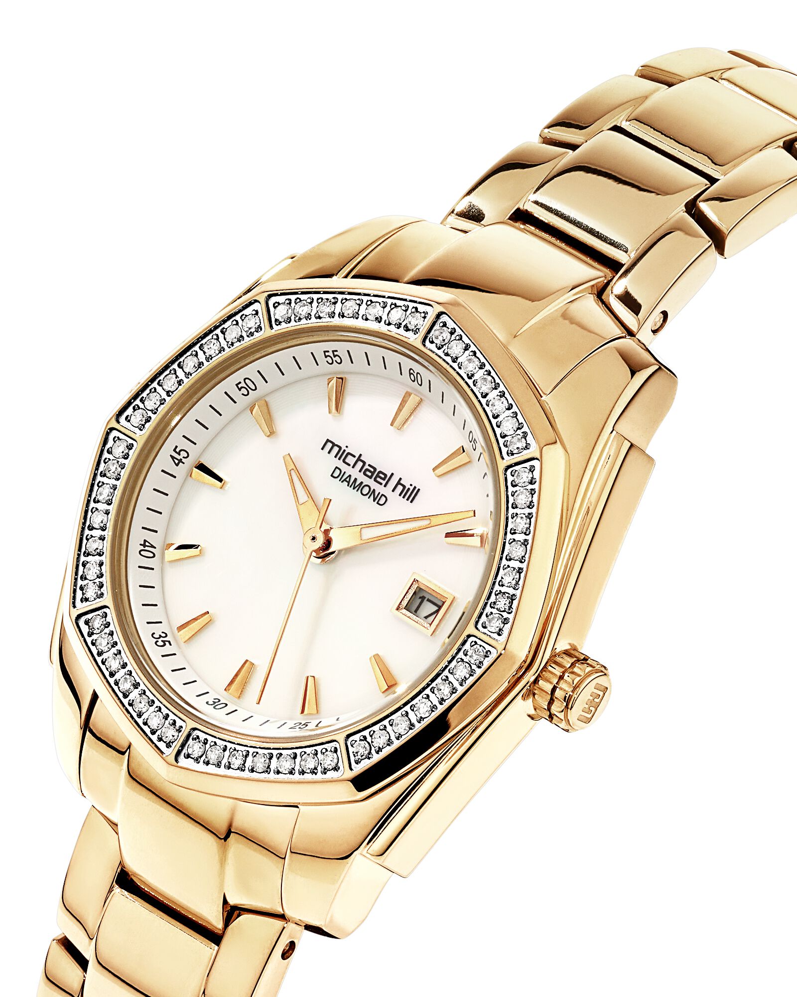 Women's Mother of Pearl Watch with 0.28 Carat TW of Diamonds in Gold Tone Stainless Steel