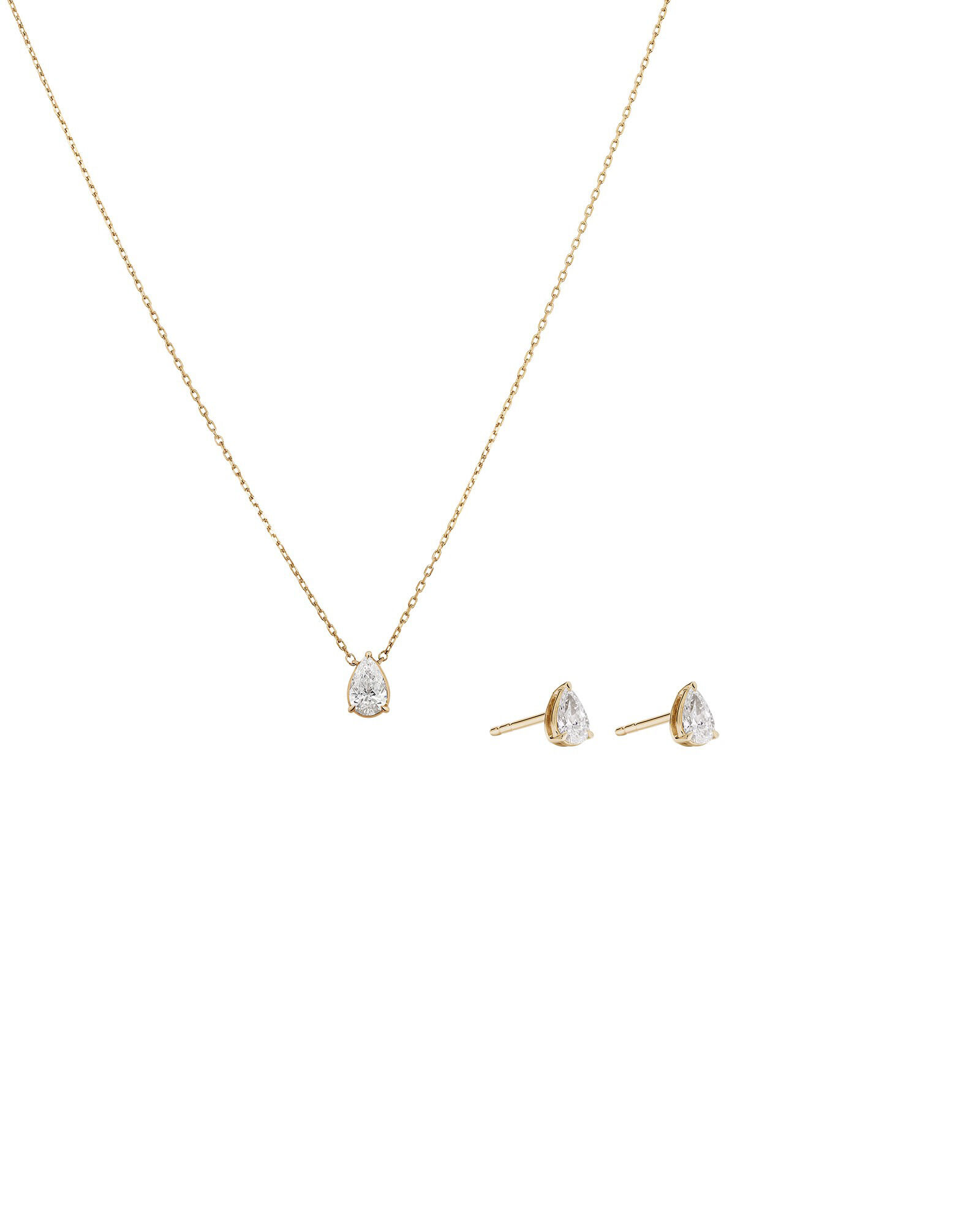 0.64 Carat TW Laboratory-Grown Diamond Pear Pendant and Earrings Box Set in 10kt Yellow Gold