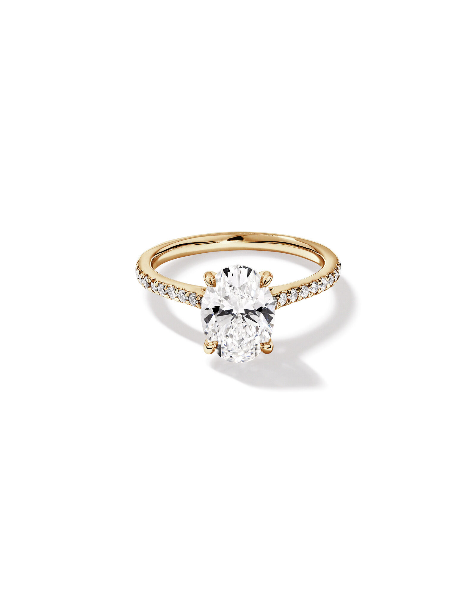 2.20 Carat TW Oval Cut Laboratory-Grown Diamond Engagement Ring in 14kt Yellow Gold