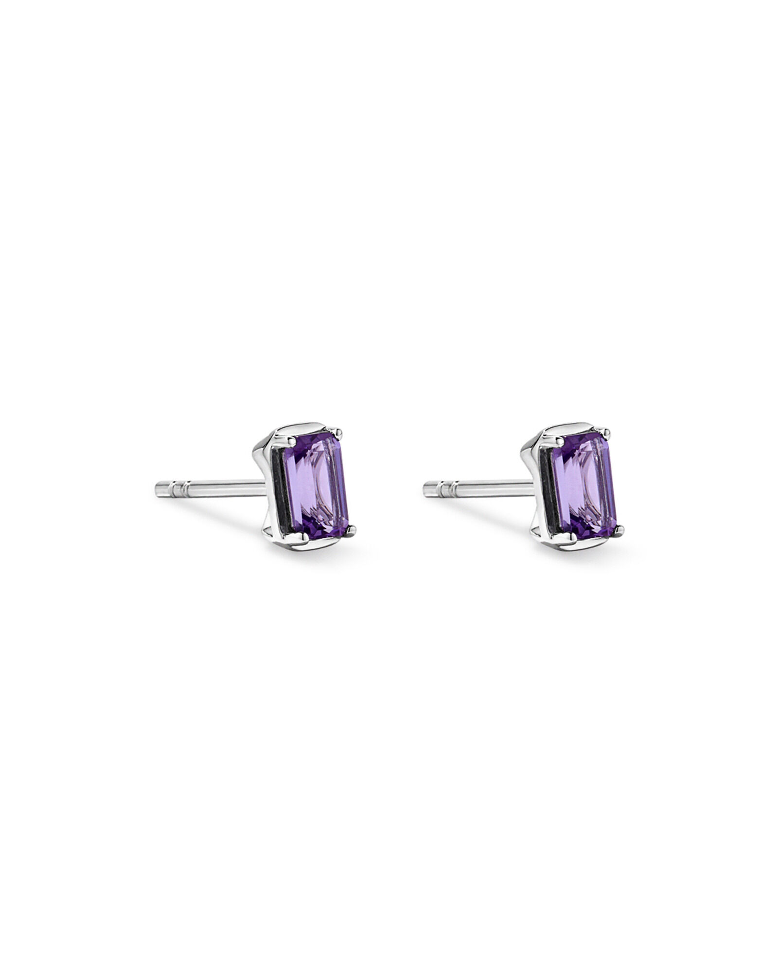 Boucles d&rsquo;oreilles en am&eacute;thyste taille &eacute;meraude en argent sterling