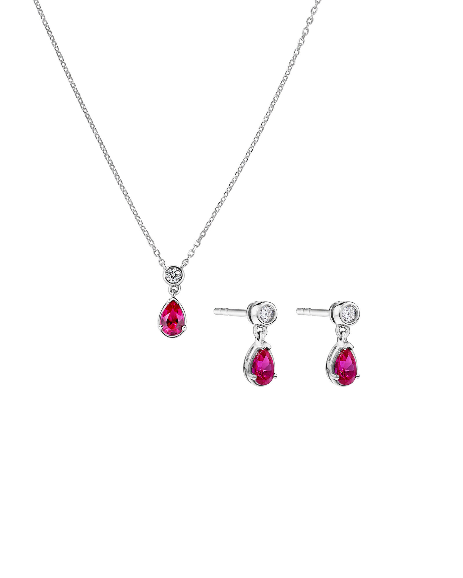 Laboratory-Grown Diamond & Created Ruby Gift Set in Silver