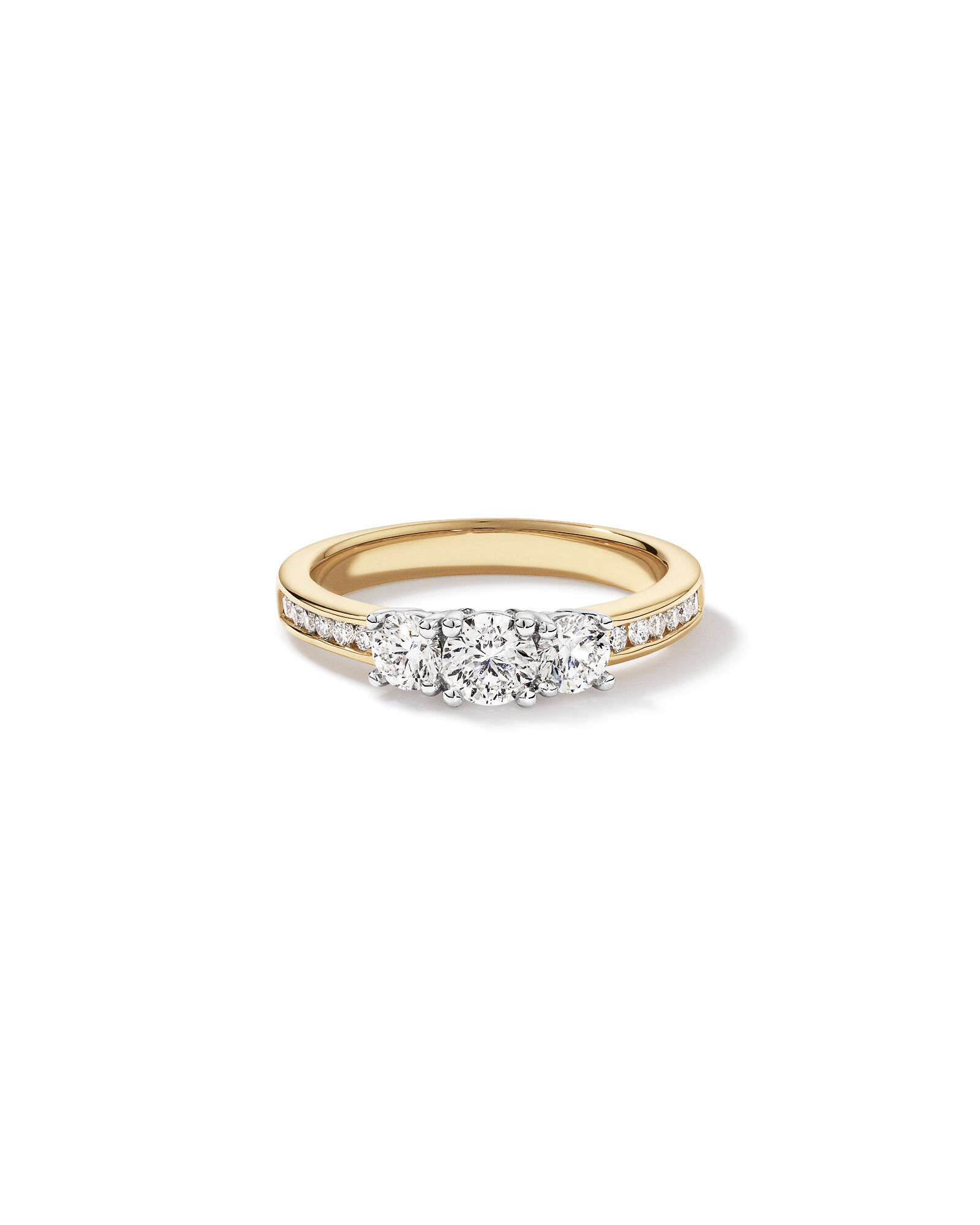 1.00 Carat TW 3 Stone Signature 101 Diamond Ring in 14kt Yellow and White Gold