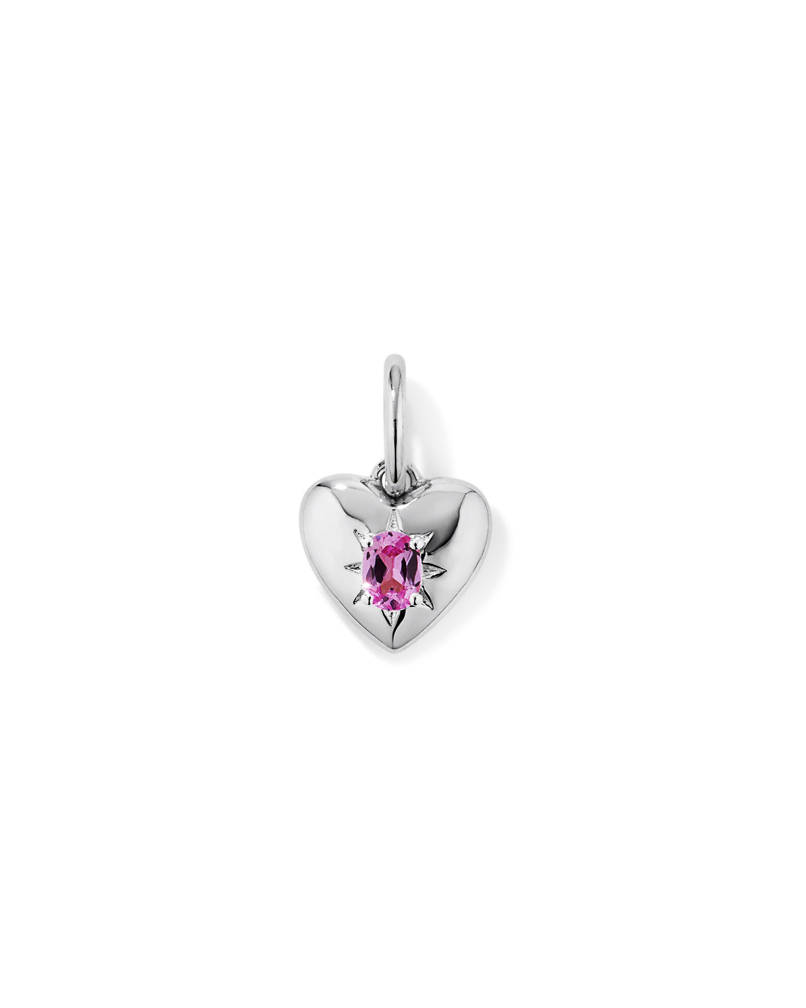 Heart Created Pink Sapphire Pendant in 10kt White Gold