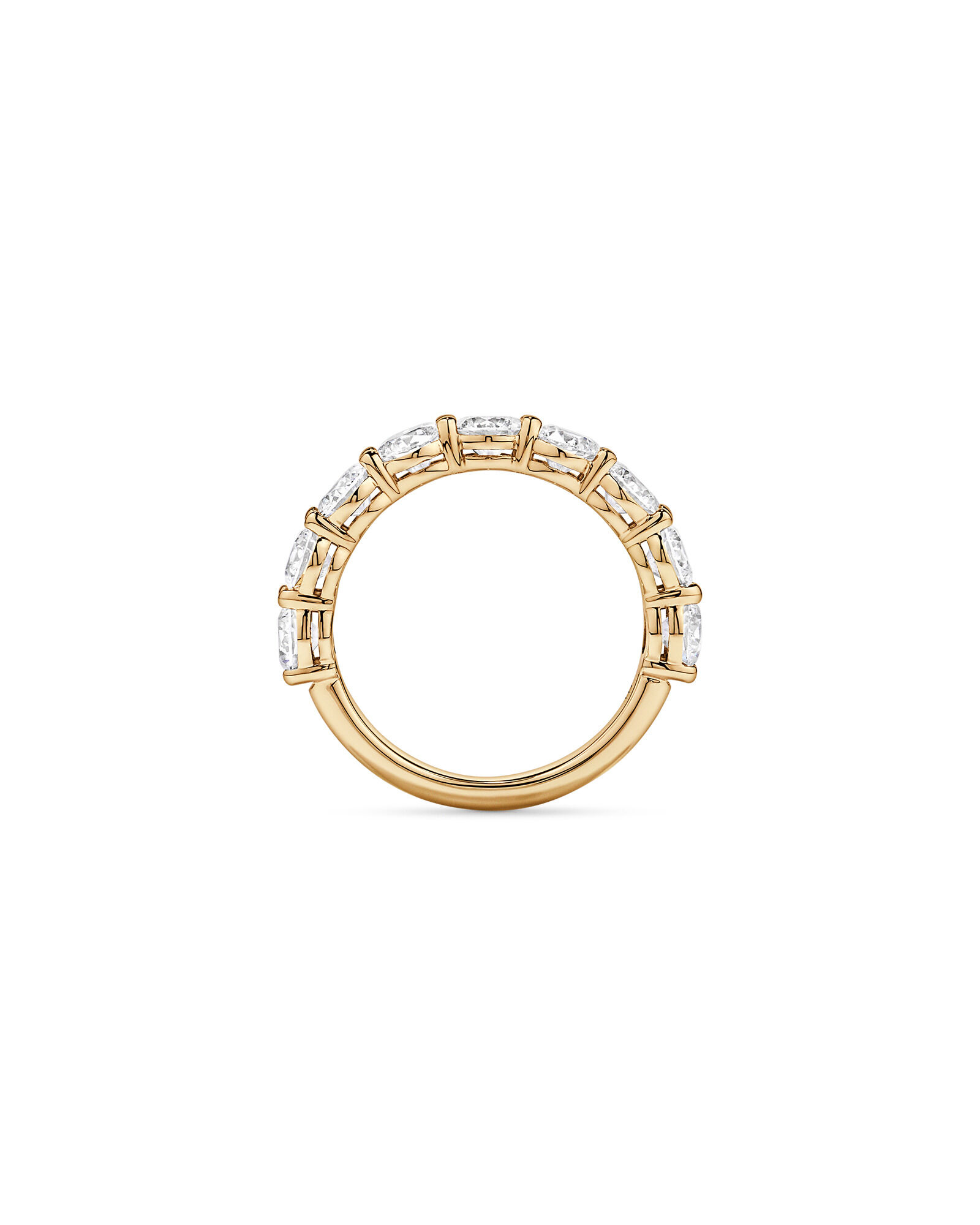 Alliance en or jaune 14 carats sertie d'un diamant rond brillant de 2,74 carats, cultiv&eacute; en laboratoire