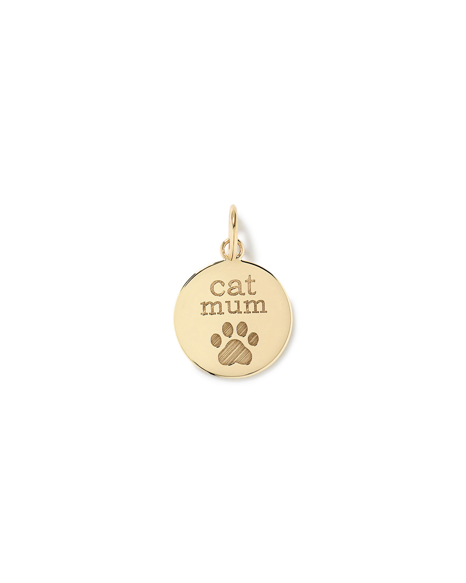 Cat Mum Engravable Pendant in 10kt Yellow Gold